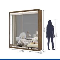 Guarda Roupa Solteiro Lila Freijó 2 Portas De Correr E 3 Espelhos Minastex - 9