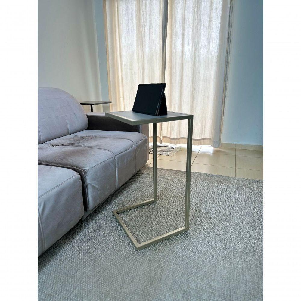Mesa Lateral Sofá Industrial - Metalon Champagne Cacao - 70cm - 4