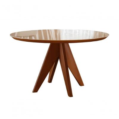 Mesa De Jantar Redonda Madeira Maciça Com Vidro 1,50m - Ametista - Harmonia Salas