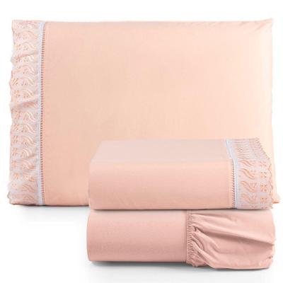 Jogo De Lençol Lese Percal 180 Fios Solteiro 3 Peças Barato - Salmão - 100% Algodão