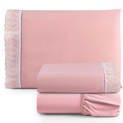Jogo De Lençol Lese Percal 180 Fios Solteiro 3 Peças Barato - Rosê - 100% Algodão