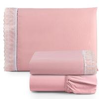 Jogo De Lençol Lese Percal 180 Fios Solteiro 3 Peças Barato - Rosê - 100% Algodão - 1