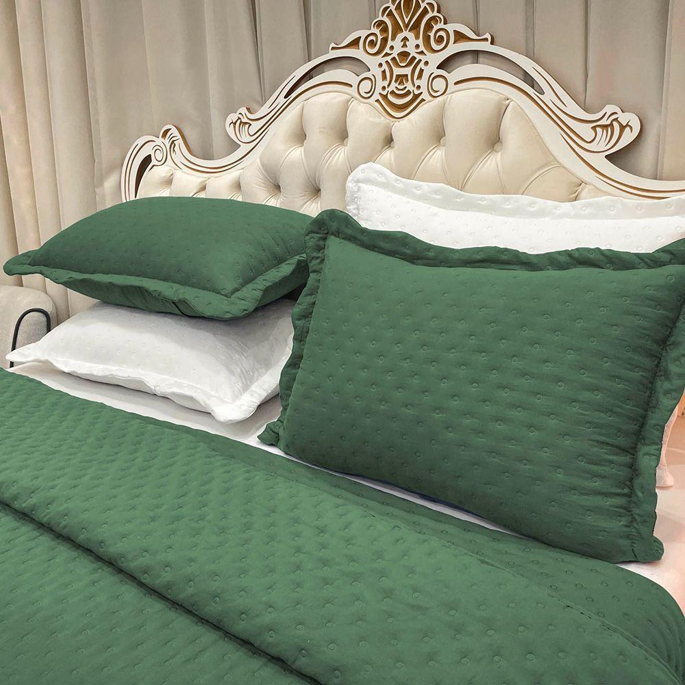 Kit Cobre Leito Colcha Diplomata Casal Dupla Face 3 Peças - Verde - 100% Poliéster - 7