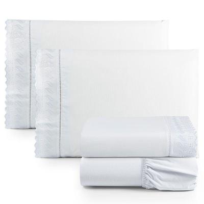 Jogo De Lençol Lese Percal 180 Fios King 4 Peças Barato - Branco - 100% Algodão