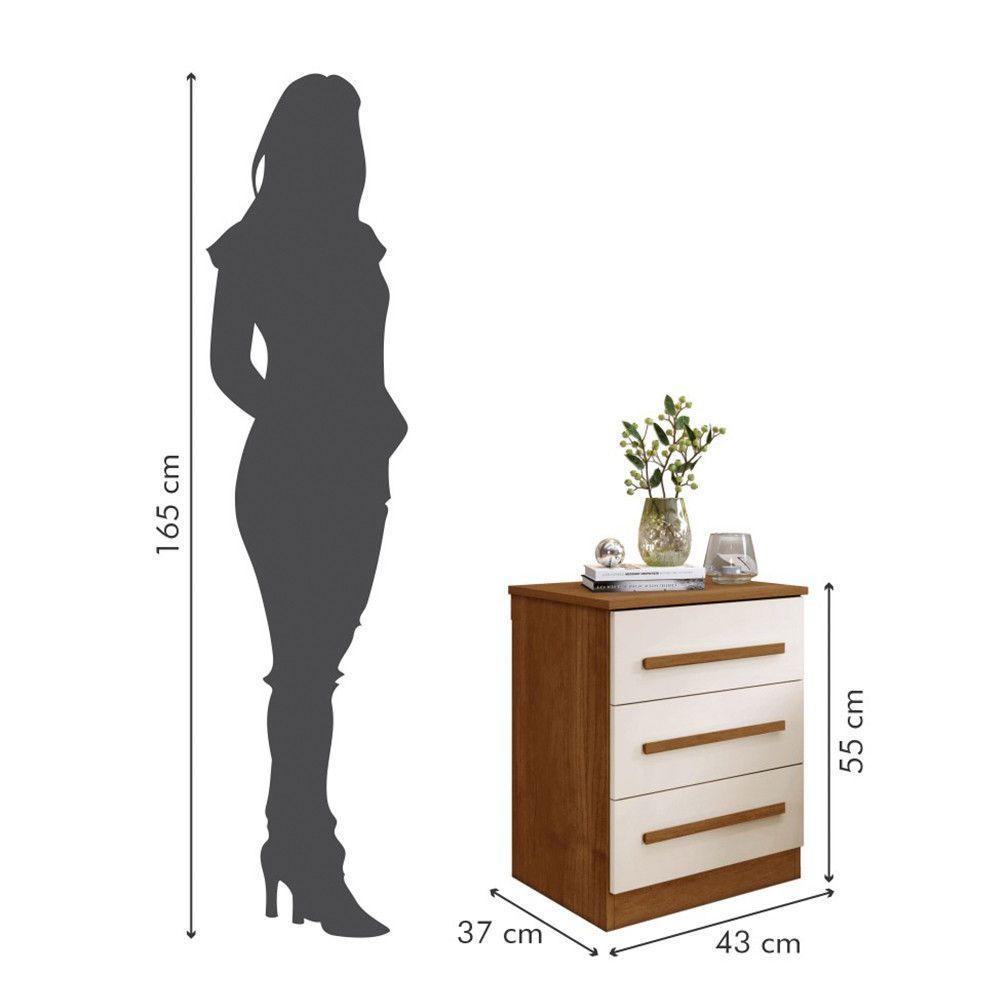 Mesa De Cabeceira Império Com Escala De Brilho Fosco Benetil Cinamomo Com Off White - 2