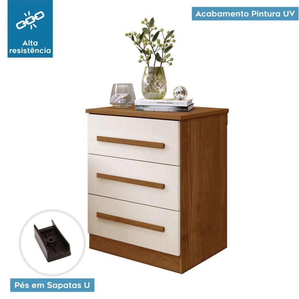 Mesa De Cabeceira Império Com Escala De Brilho Fosco Benetil Cinamomo Com Off White - 4