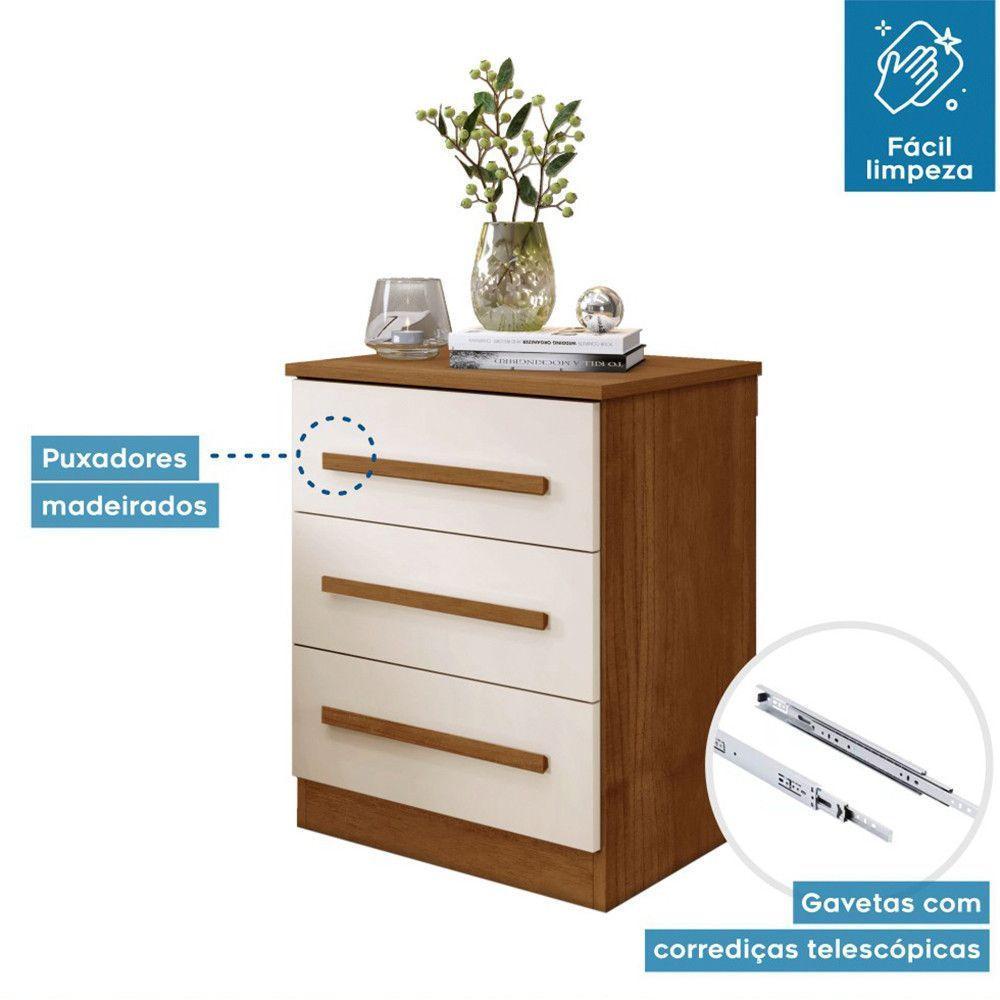 Mesa De Cabeceira Império Com Escala De Brilho Fosco Benetil Cinamomo Com Off White - 5