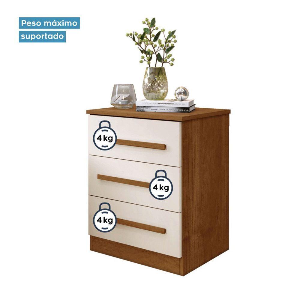 Mesa De Cabeceira Império Com Escala De Brilho Fosco Benetil Cinamomo Com Off White - 6