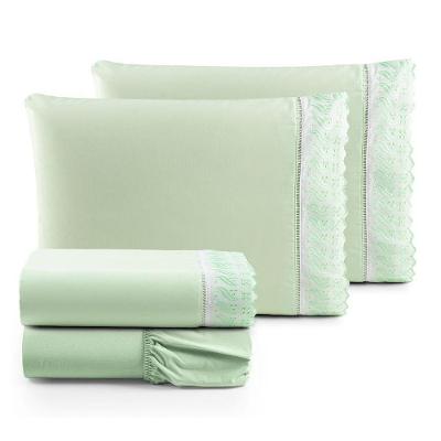 Jogo De Lençol Lese Percal 180 Fios Queen 4 Peças Barato - Verde - 100% Algodão
