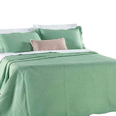 Kit Cobre Leito Colcha Clean Queen Dupla Face - Verde - 100% Poliéster