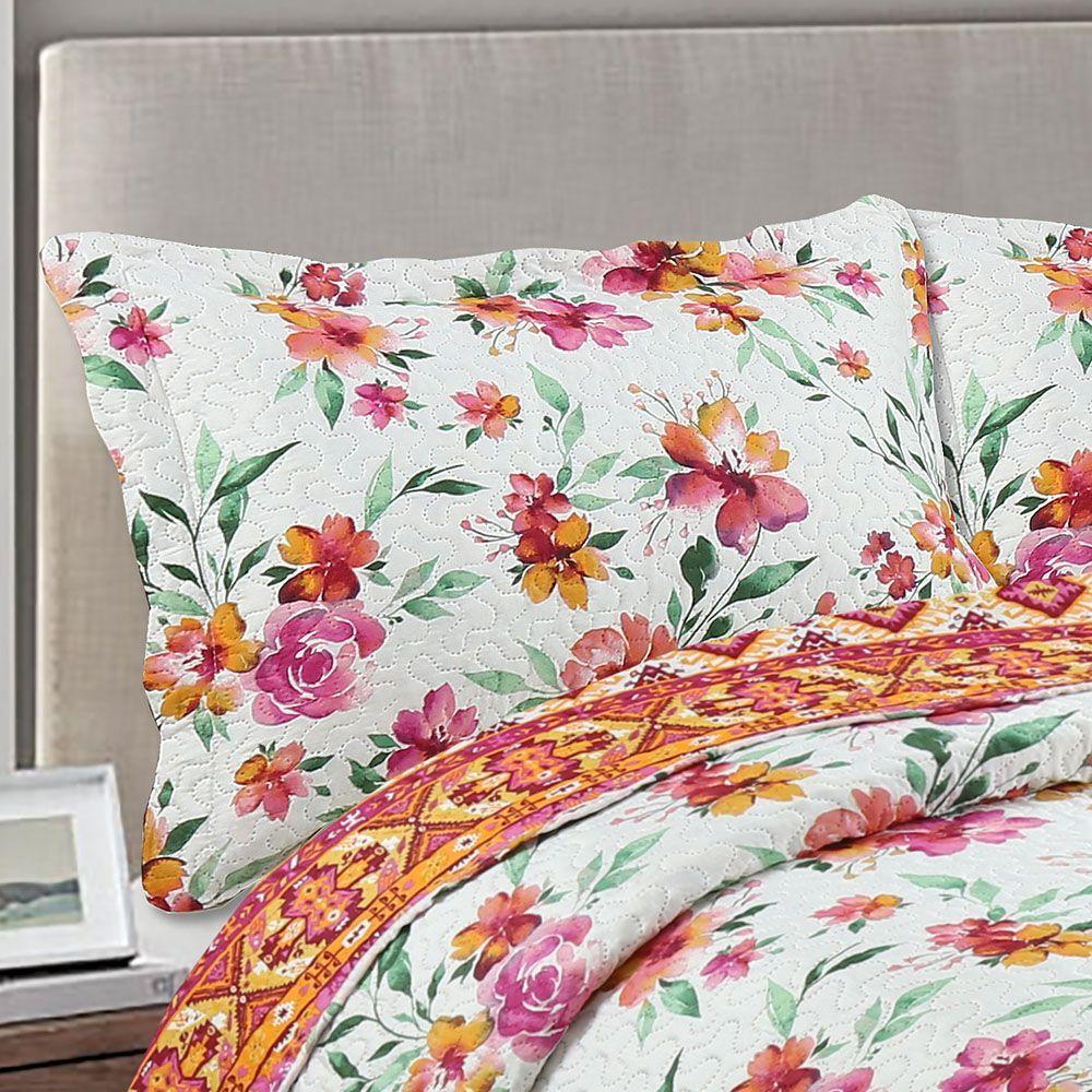 Kit Cobre Leito Colcha Queen Boutik Dupla Face - Lilian - 100% Poliéster - 4