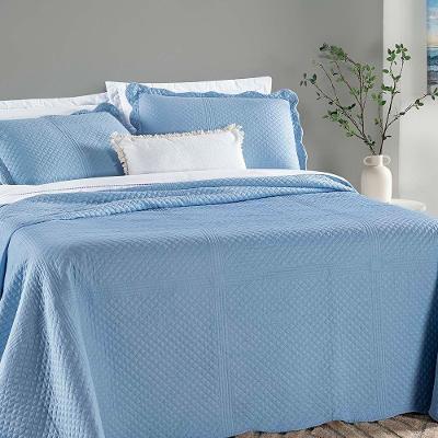 Kit Cobre Leito Colcha Clean Queen Dupla Face - Azul - 100% Poliéster