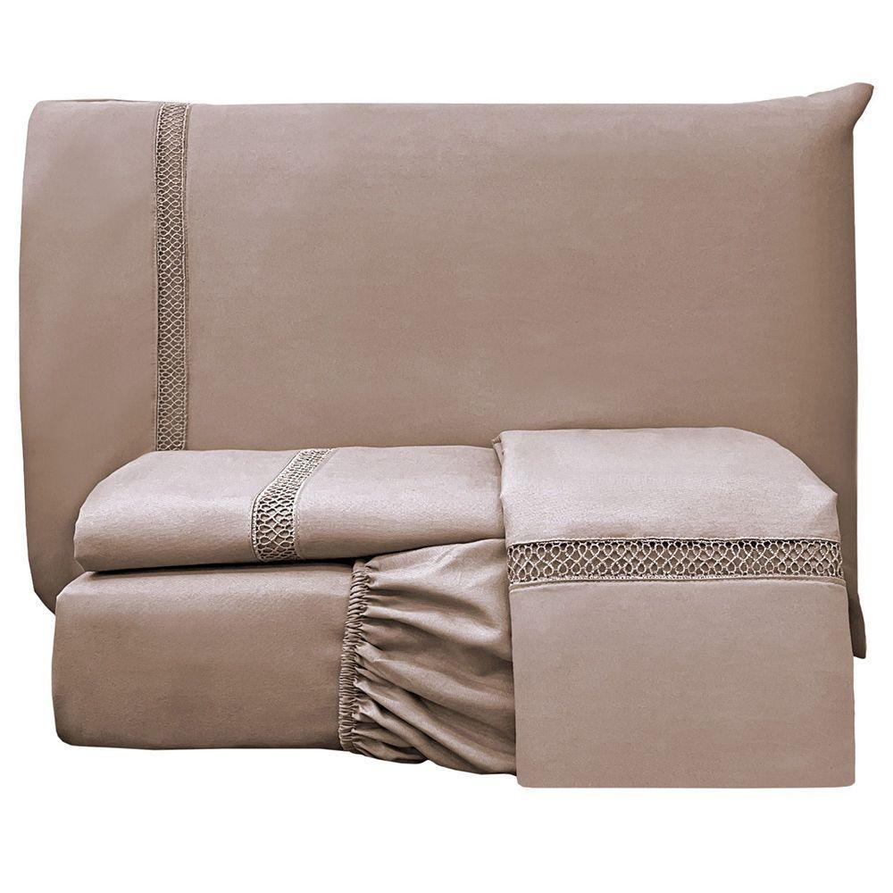 Jogo De Cama Lençol King Apolo Micropercal 300 Fios - Chocolate - 100% Poliéster - 1