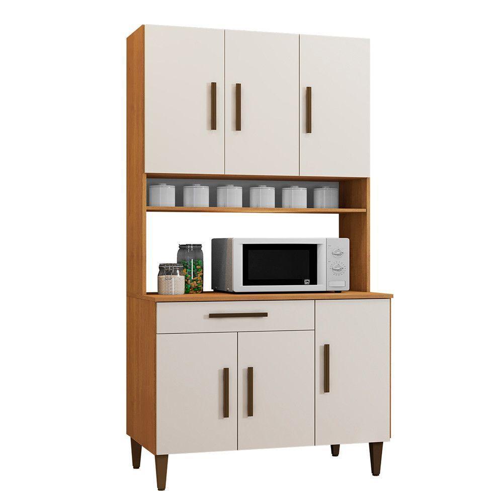 Armário De Cozinha 6 Portas 1 Gaveta Salvador Nature Com Off White - 2