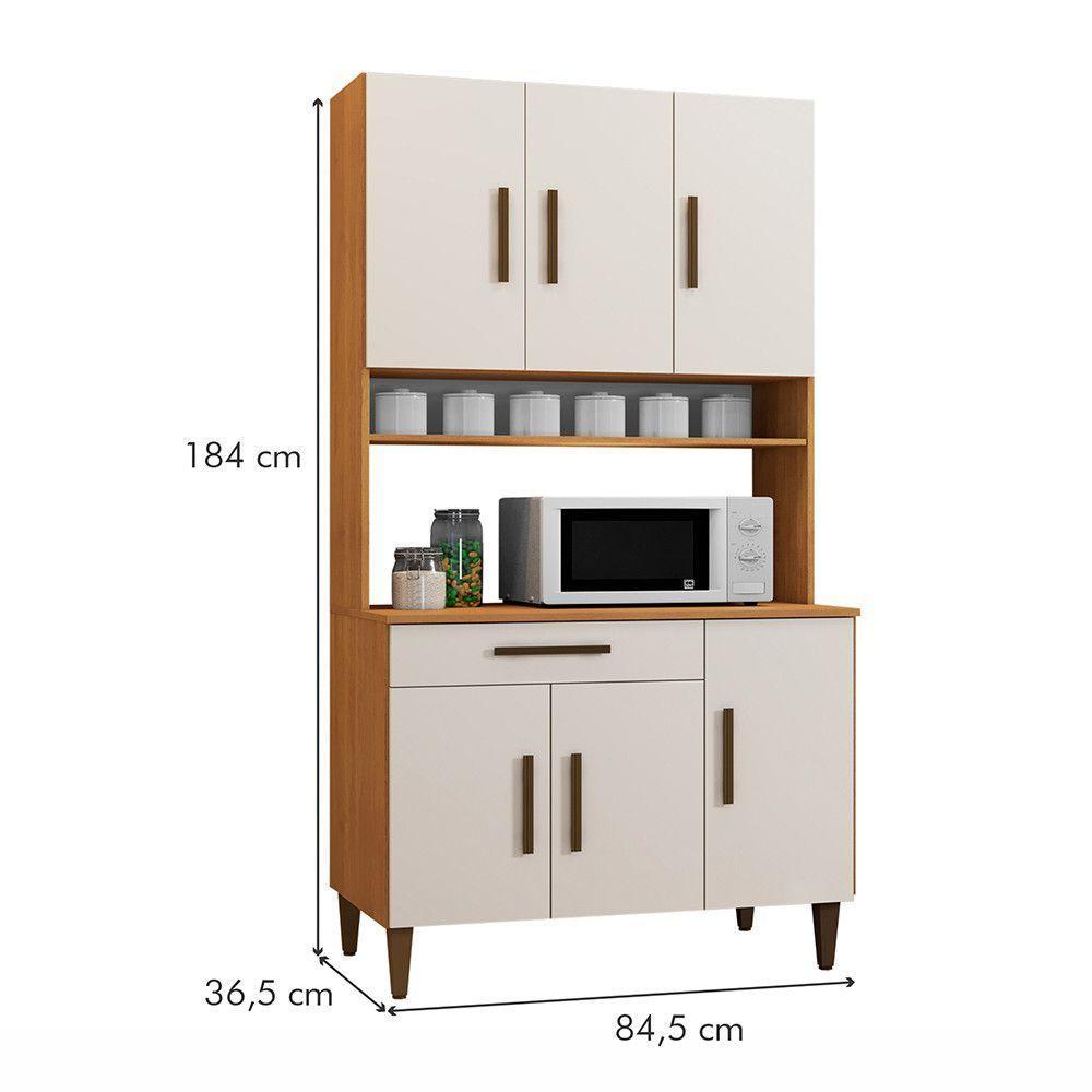 Armário De Cozinha 6 Portas 1 Gaveta Salvador Nature Com Off White - 6