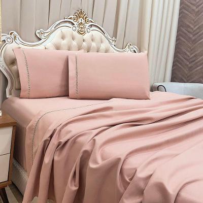 Jogo De Cama Lençol King Realce Percal 400 Fios 3 Peças - Rosê - 100% Poliéster