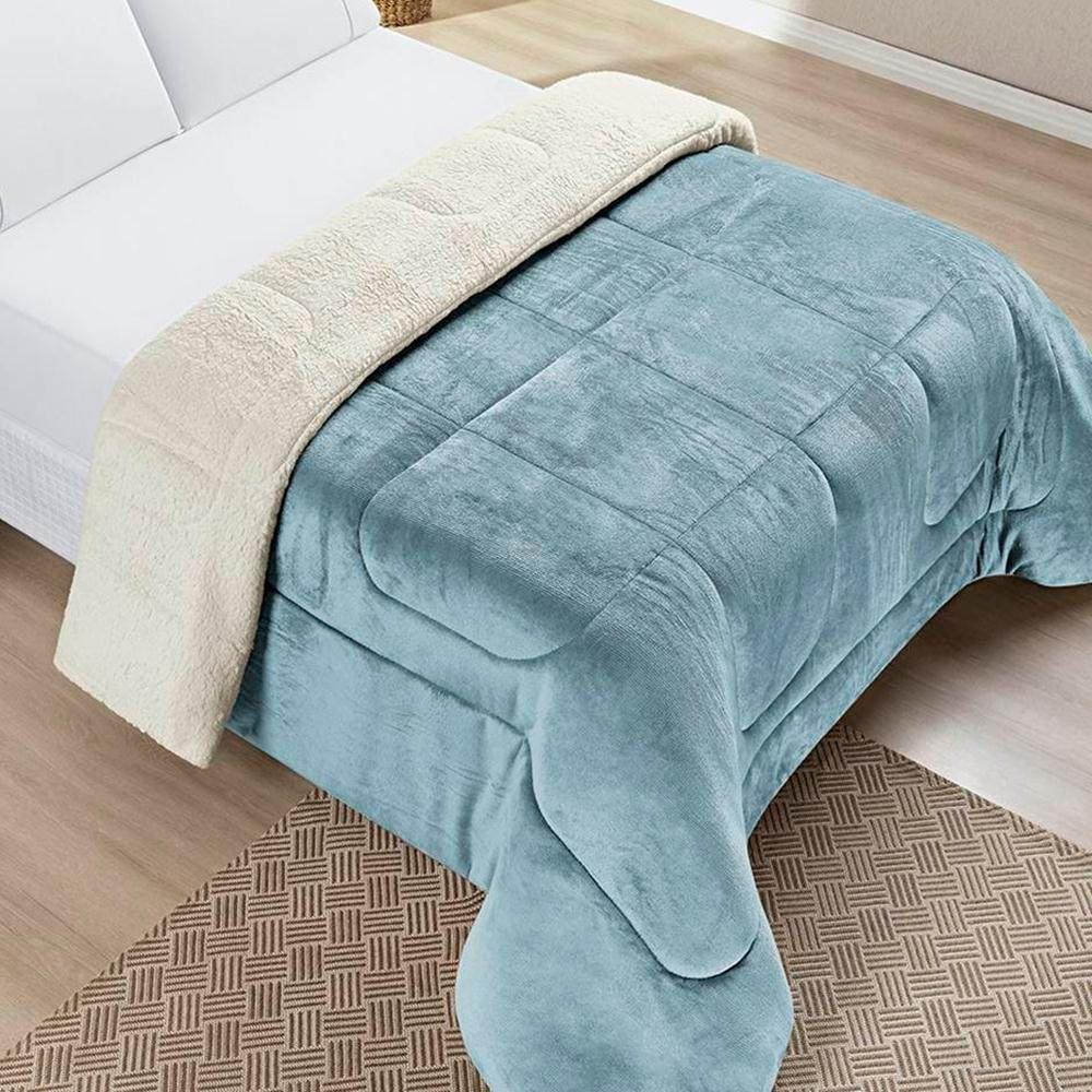 Edredom Queen Coberdrom Sherpa/mantinha Everest 1 Peça - Quartzo Azul - 1
