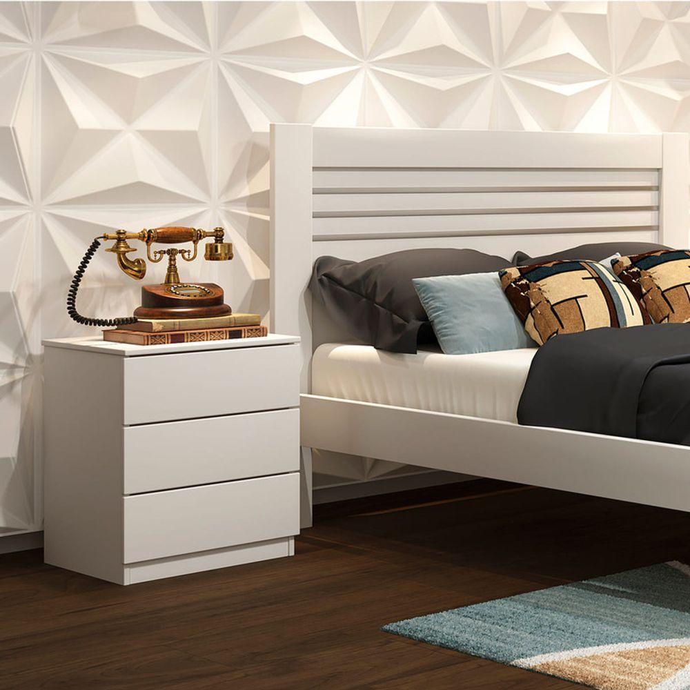 Mesa De Cabeceira 3 Gavetas Corrediças Telescópicas - Veronna-neve - Tcil Móveis - 1