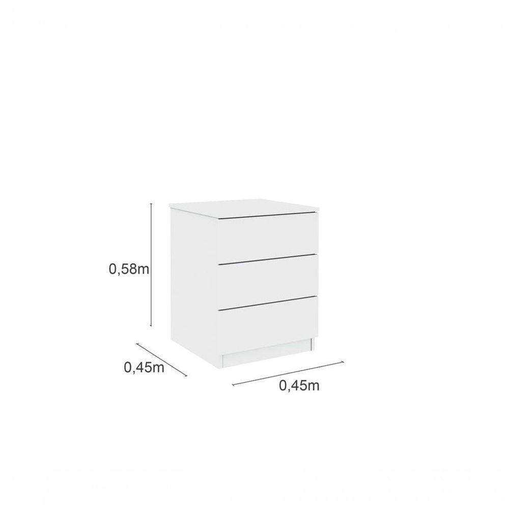 Mesa De Cabeceira 3 Gavetas Corrediças Telescópicas - Veronna-neve - Tcil Móveis - 2
