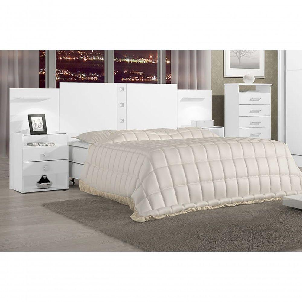 Cabeceira Casal Com Mesa De Cabeceira - Rubi-branco - Móveis D'doro - 1