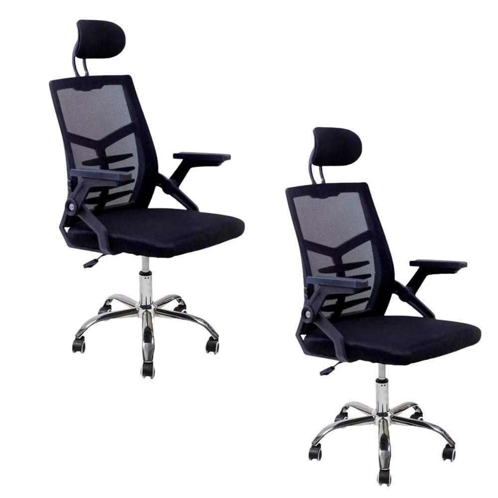 Kit 2 Cadeiras Escritório Executiva Diretor Relax Ergonômica Com Apoio De Cabeça - 1