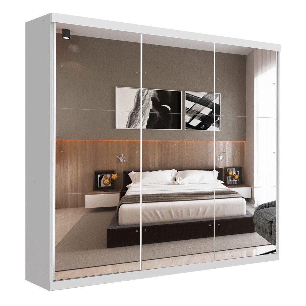 Guarda Roupa Casal Isabela Branco 3 Portas De Correr E 9 Espelhos Minastex - 4