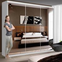 Guarda Roupa Casal Isabela Branco 3 Portas De Correr E 9 Espelhos Minastex - 2