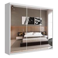 Guarda Roupa Casal Isabela Branco 3 Portas De Correr E 9 Espelhos Minastex