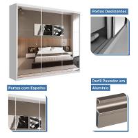 Guarda Roupa Casal Isabela Branco 3 Portas De Correr E 9 Espelhos Minastex - 9
