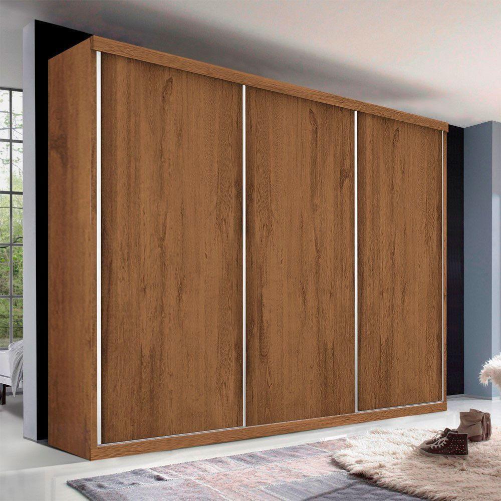 Guarda Roupa Casal Cronos Freijó 3 Portas De Correr 4 Gavetas Minastex - 1