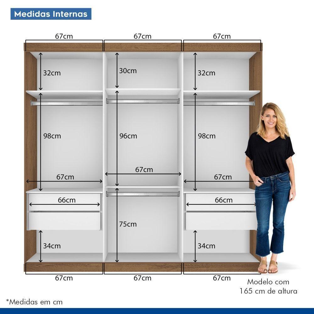 Guarda Roupa Casal Cronos Freijó 3 Portas De Correr 4 Gavetas Minastex - 2