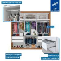 Guarda Roupa Casal Cronos Freijó 3 Portas De Correr 4 Gavetas Minastex