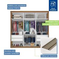 Guarda Roupa Casal Cronos Freijó 3 Portas De Correr 4 Gavetas Minastex - 5