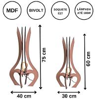 Luminária De Chão Mdf Palace Marrom - Kit Com 2 - 75x40cm E 60x30cm - 1