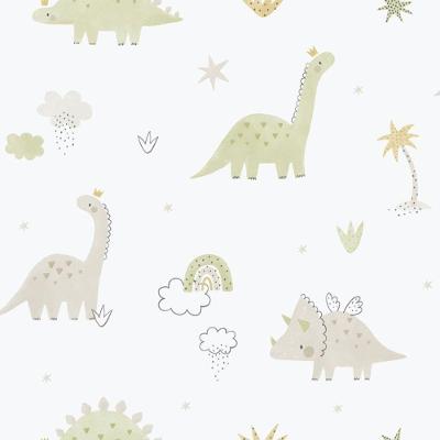 Papel De Parede Enzo Dino Verde E Rosa 283-3