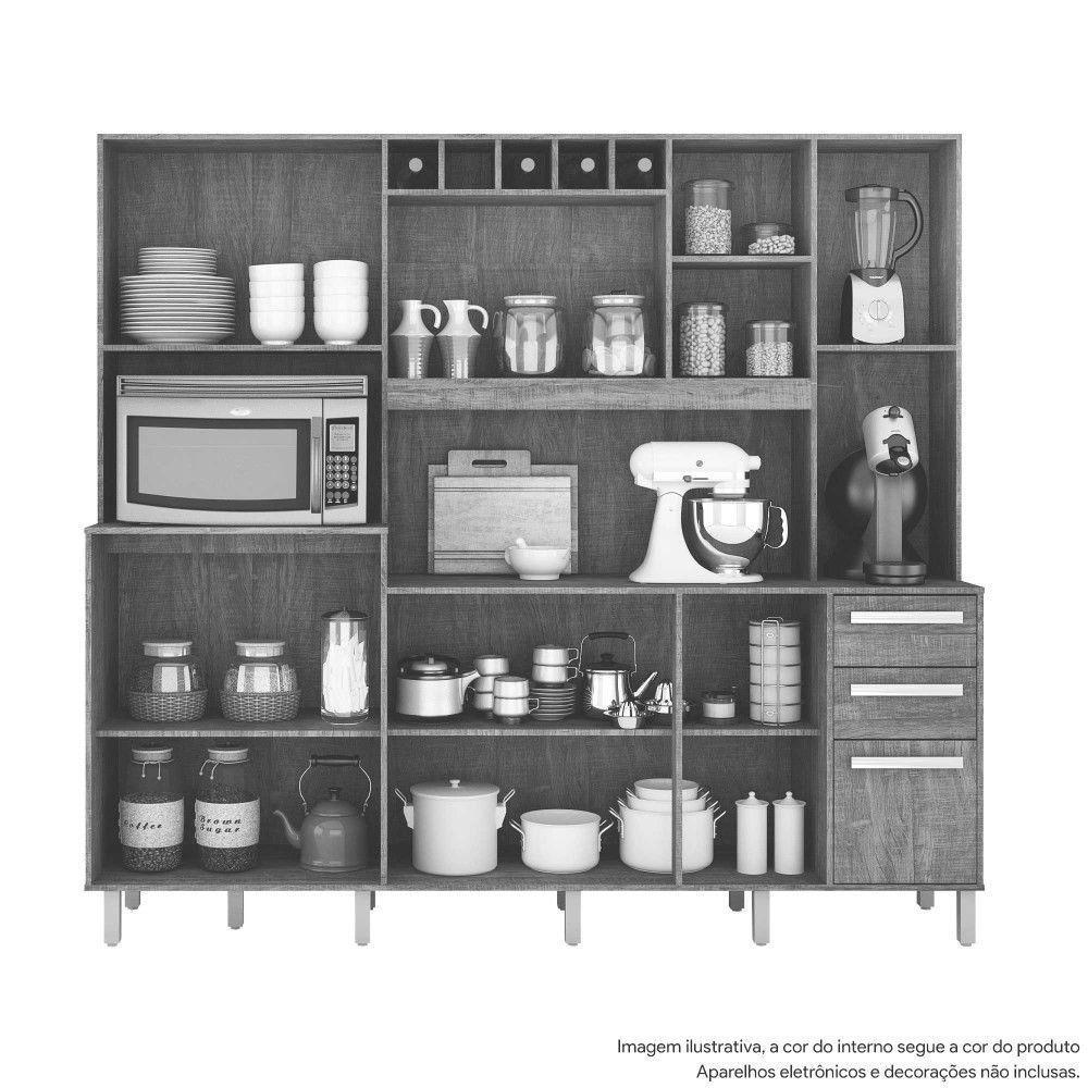 Armário De Cozinha Petra Cinamomo Com Off White 11 Portas 2 Gavetas Cinamomo Com Off White - 3