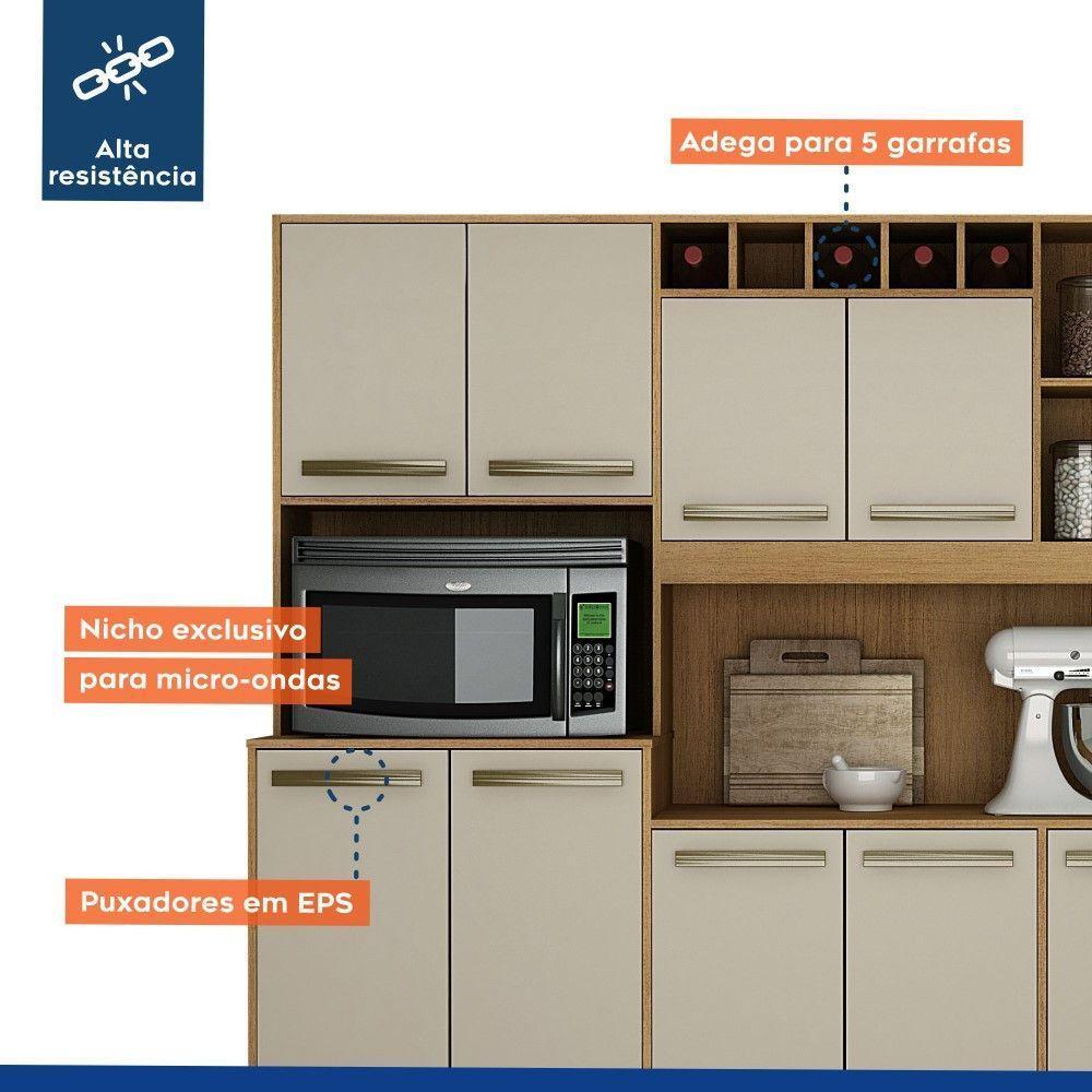 Armário De Cozinha Petra Cinamomo Com Off White 11 Portas 2 Gavetas Cinamomo Com Off White - 4