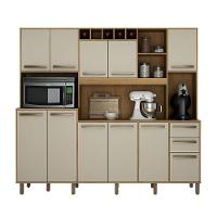 Armário De Cozinha Petra Cinamomo Com Off White 11 Portas 2 Gavetas Cinamomo Com Off White - 1