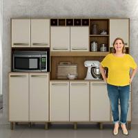 Armário De Cozinha Petra Cinamomo Com Off White 11 Portas 2 Gavetas Cinamomo Com Off White - 6