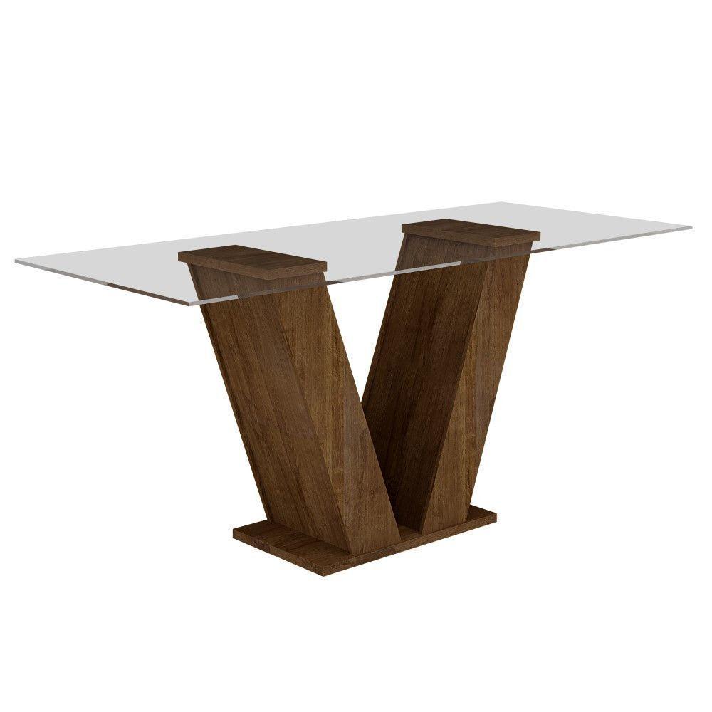 Conjunto Sala De Jantar Mesa Chocolate Com Suede Pena Bege Tampo De Vidro E 4 Cadeiras - 4