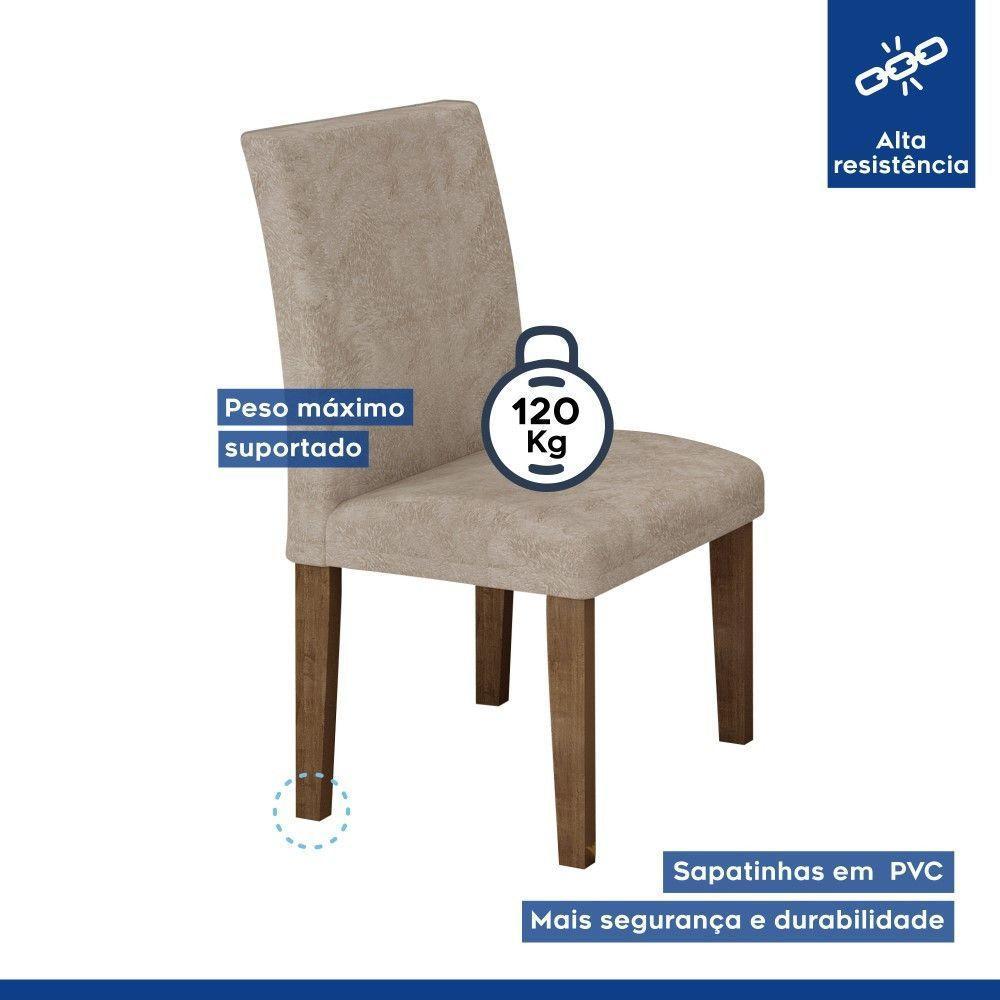 Conjunto Sala De Jantar Mesa Chocolate Com Suede Pena Bege Tampo De Vidro E 4 Cadeiras - 5