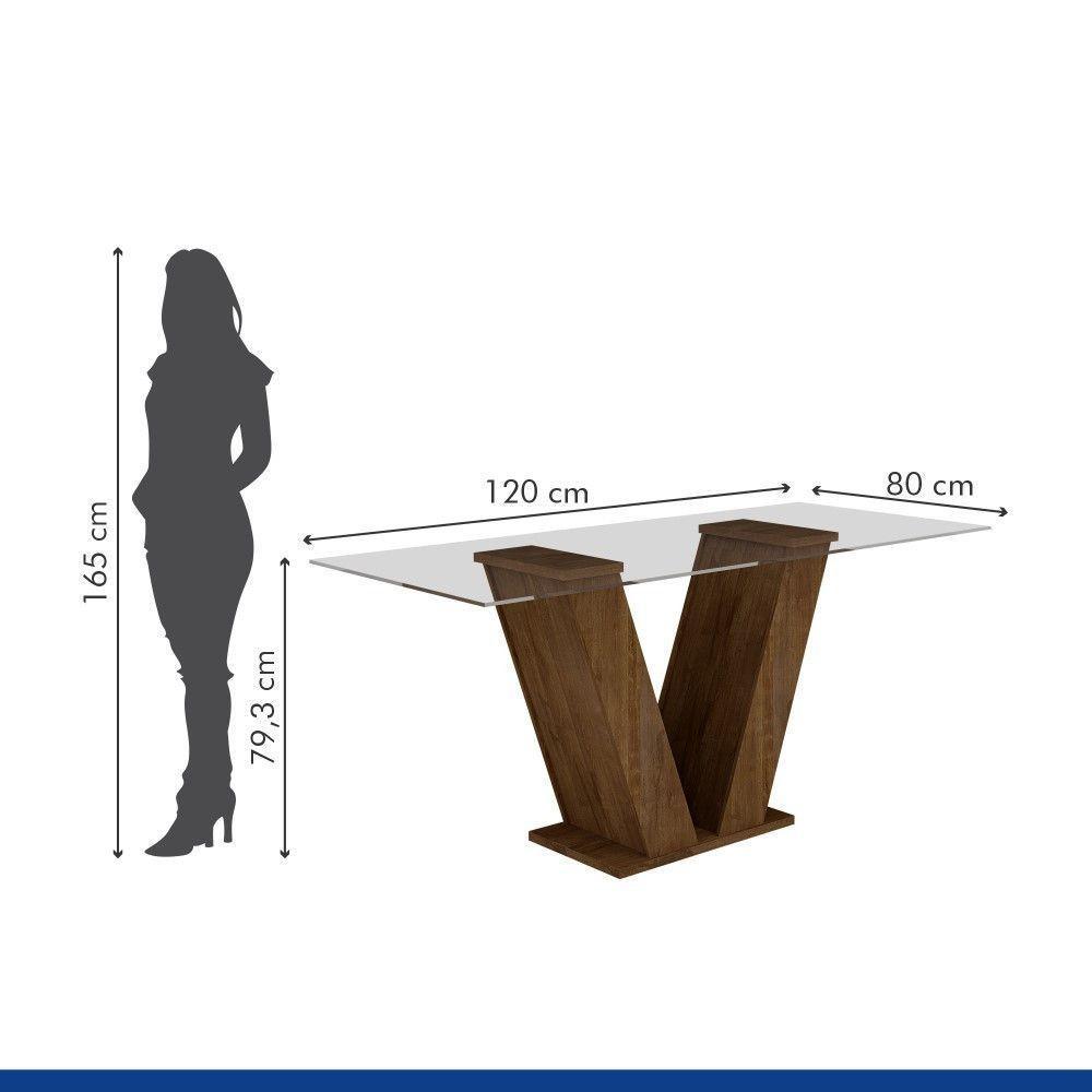 Conjunto Sala De Jantar Mesa Chocolate Com Suede Pena Bege Tampo De Vidro E 4 Cadeiras - 6