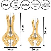 Luminária De Chão Mdf Holambra MDF Cru - kit Com 2 - 75x40cm E 60x30cm - 1