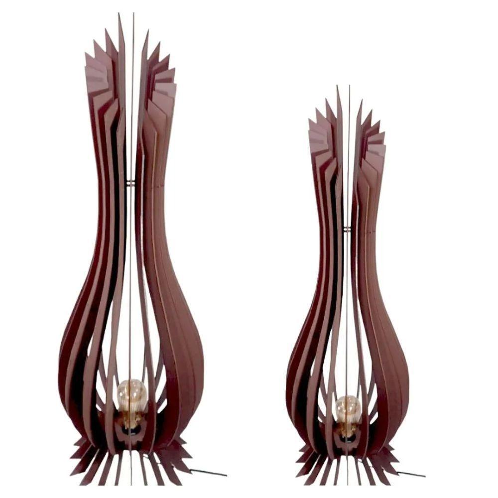 Kit Com 2 Luminária De Chão Ana Maria MDF Cru - 90x28cm E 75x23cm - 9