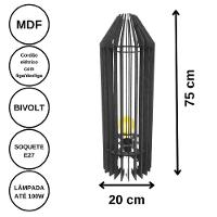 Luminária De Chão Mdf Penedo Preto - 75x20cm - 1