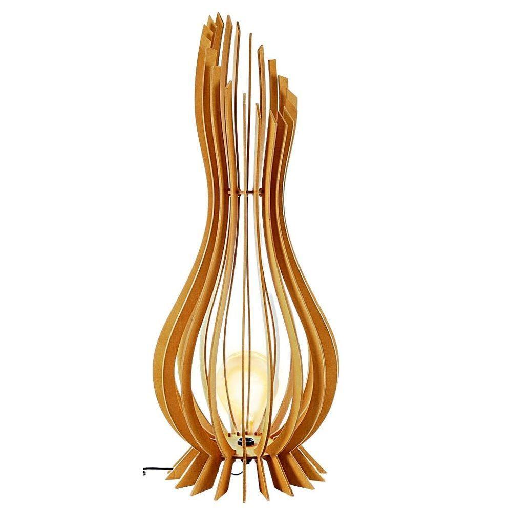 Kit Com 2 Luminária De Chão Ana Maria Mdf Marrom - 90x28cm E 75x23cm - 2