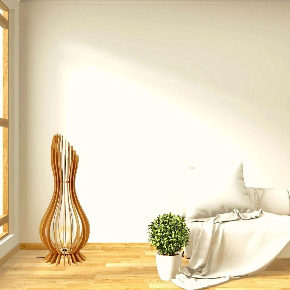 Kit Com 2 Luminária De Chão Ana Maria Mdf Marrom - 90x28cm E 75x23cm - 3