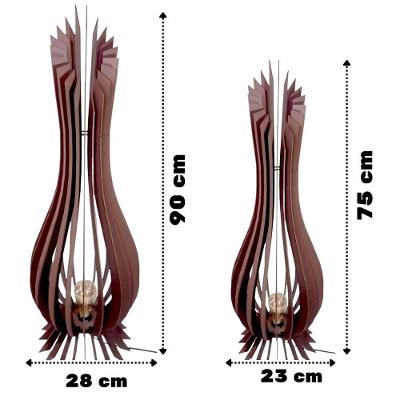 Kit Com 2 Luminária De Chão Ana Maria Mdf Marrom - 90x28cm E 75x23cm