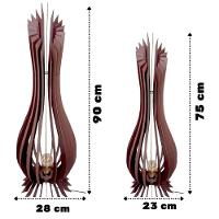 Kit Com 2 Luminária De Chão Ana Maria Mdf Marrom - 90x28cm E 75x23cm - 1