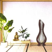 Kit Com 2 Luminária De Chão Ana Maria Mdf Marrom - 90x28cm E 75x23cm - 8